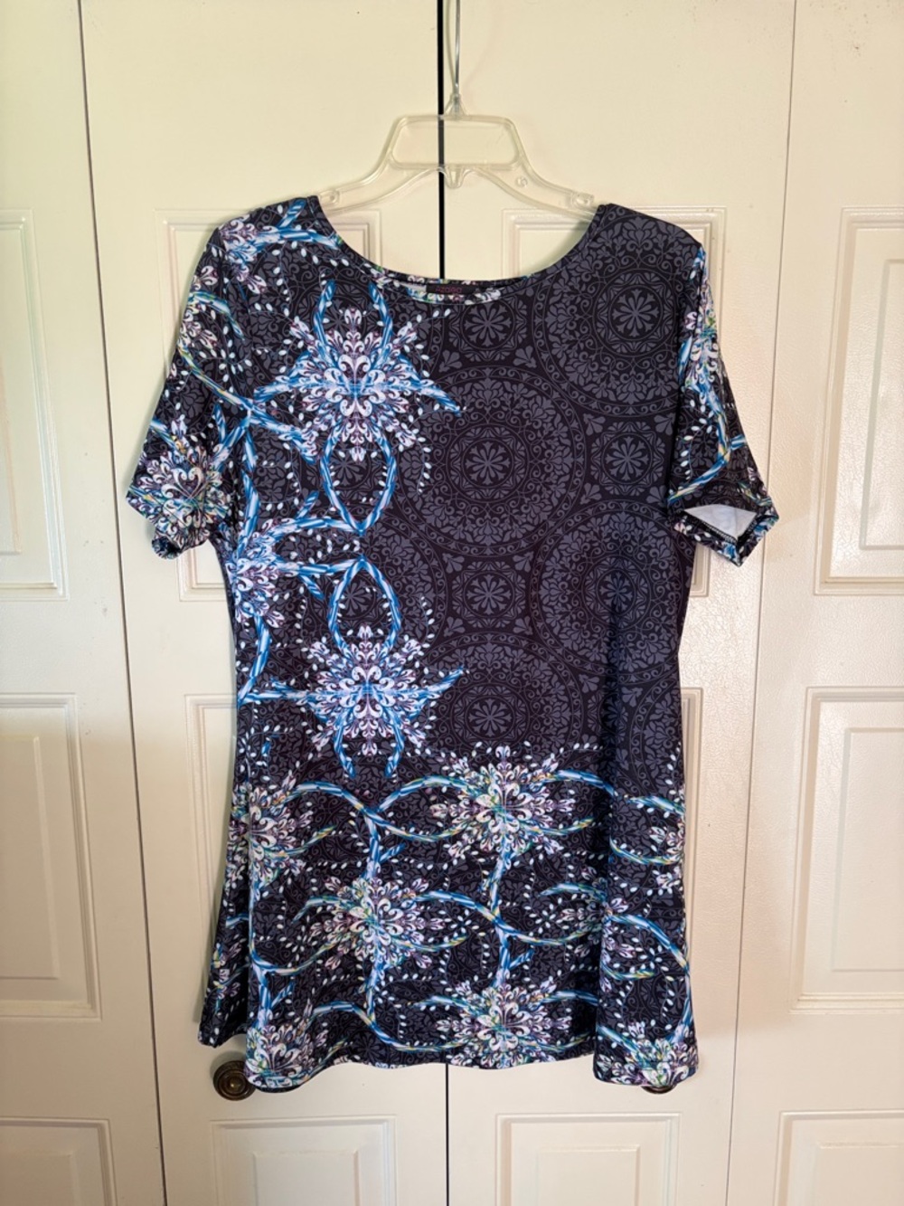 Azalea Stretch Long Floral Patterned Gray Black Comfy Sleeveless Effortless XL